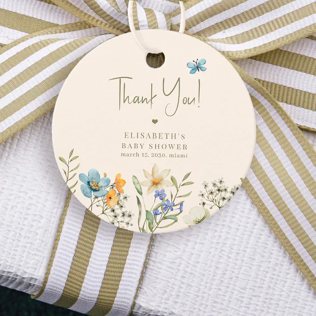 Boho floral garden baby shower thank you favor tags | Zazzle
