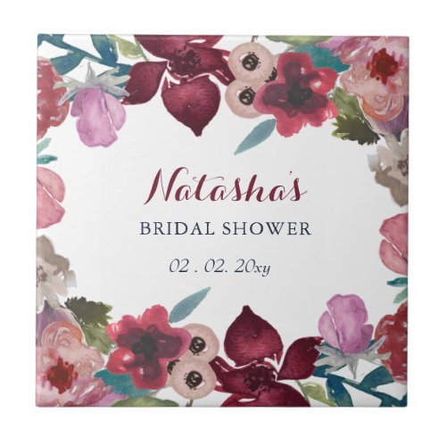 Boho Floral Garden Bridal Shower  Ceramic Tile