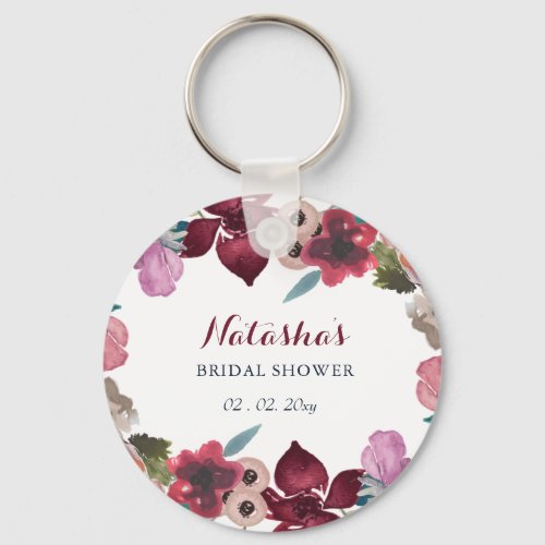 Boho Floral Garden Bridal Shower  Keychain