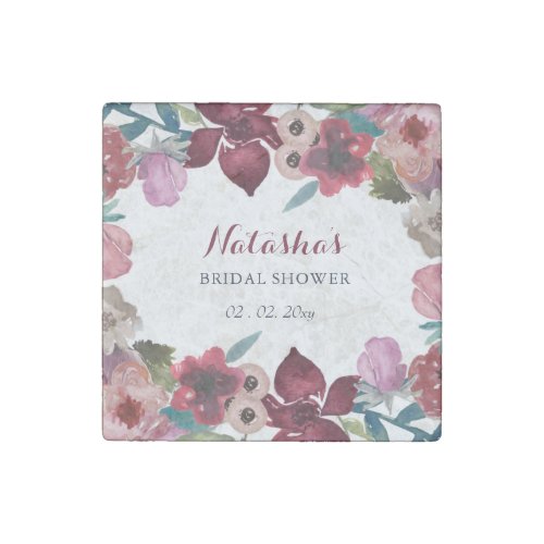 Boho Floral Garden Bridal Shower  Stone Magnet