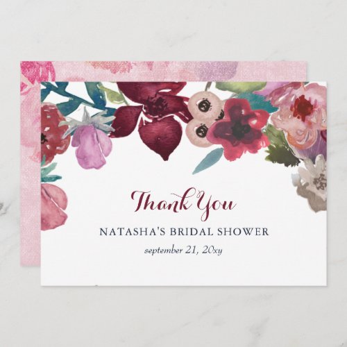 Boho Floral Garden Bridal Shower Thank You Card