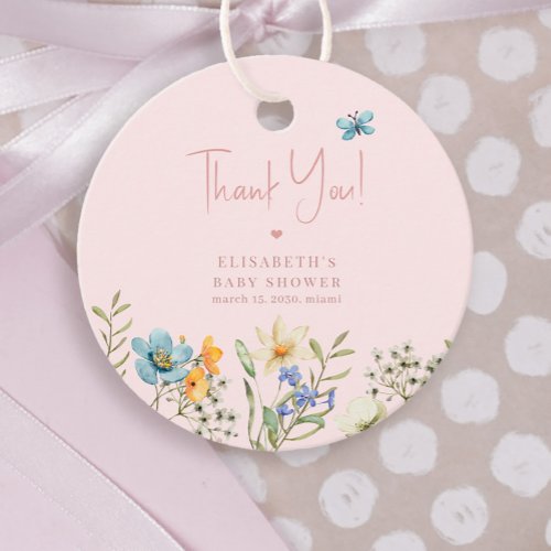 Boho floral garden girl baby shower thank you favor tags