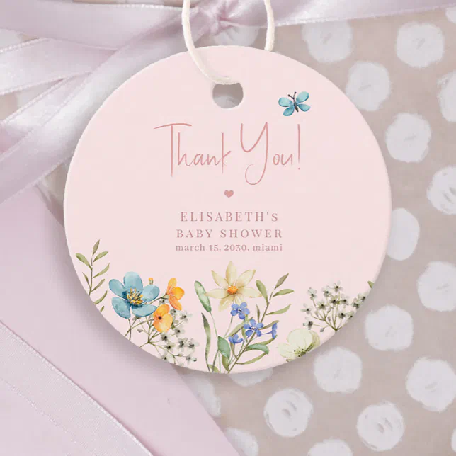 Boho floral garden girl baby shower thank you favor tags | Zazzle