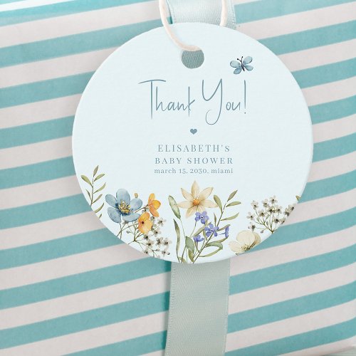 Boho floral garden girl baby shower thank you favor tags