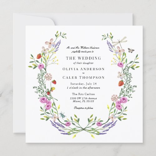 Boho Floral Garden Wedding Invitation