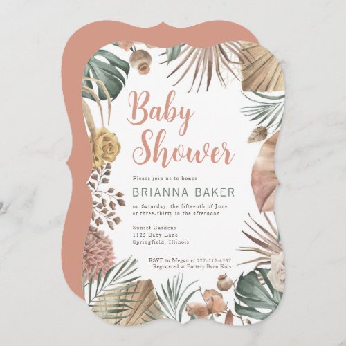 Boho Floral Gender Neutral Baby Shower Invitation