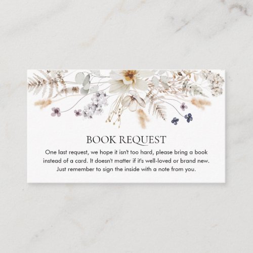 Boho Floral Gender Neutral Book Request Enclosure Card
