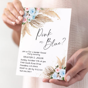 Boho Floral Gender Reveal Party Invitation