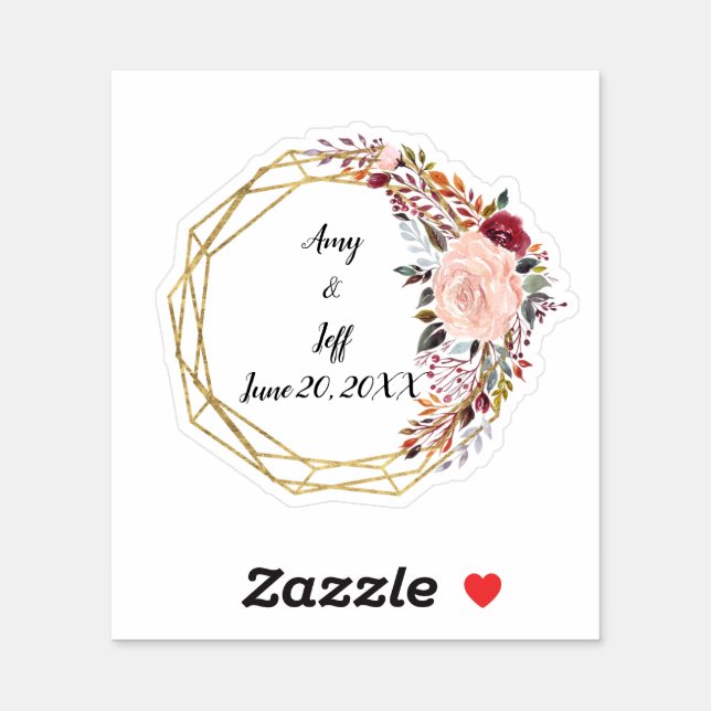 Boho Floral Geometric Wedding Date Sticker (Sheet)