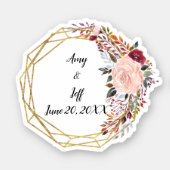 Boho Floral Geometric Wedding Date Sticker (Front)
