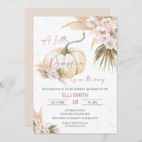 Boho Floral Girls Little Pumpkin Baby Shower Invit Invitation