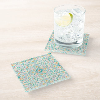 Boho Floral Glass Coaster