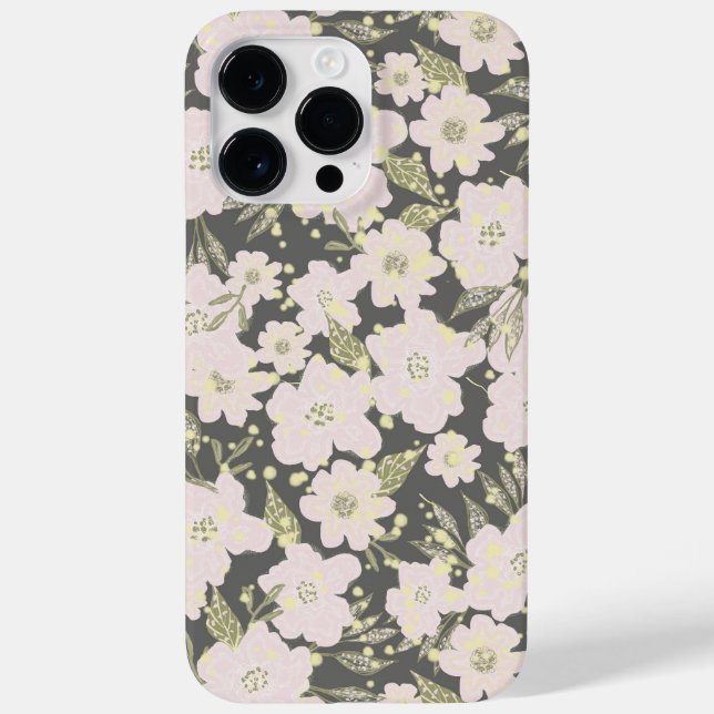 Boho Floral Gray Butter Yellow Pink Design Case-Mate iPhone Case (Back)