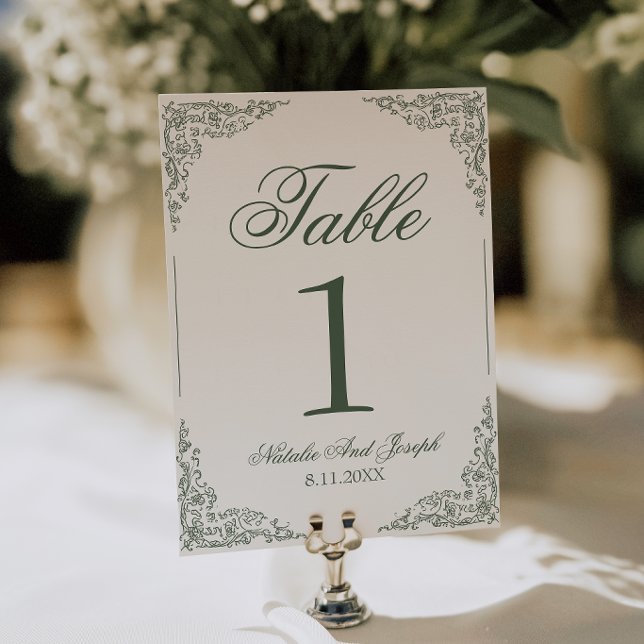 Boho Floral Green Botanical Wedding Table Number (Creator Uploaded)