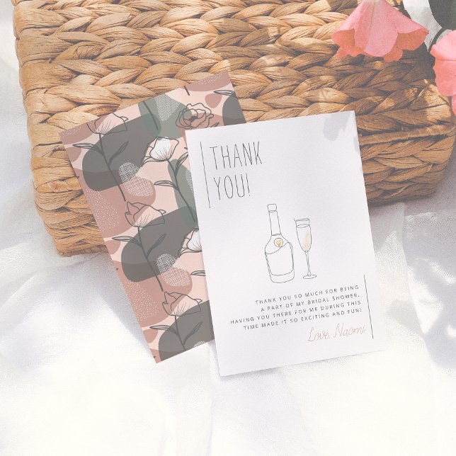 Boho Floral Green & Pink Bridal Shower Thank You Card (Creator Uploaded)