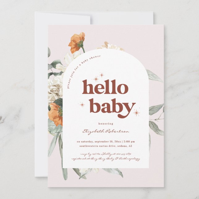 Boho Floral Greenery Botanical | Baby Shower Invitation (Front)
