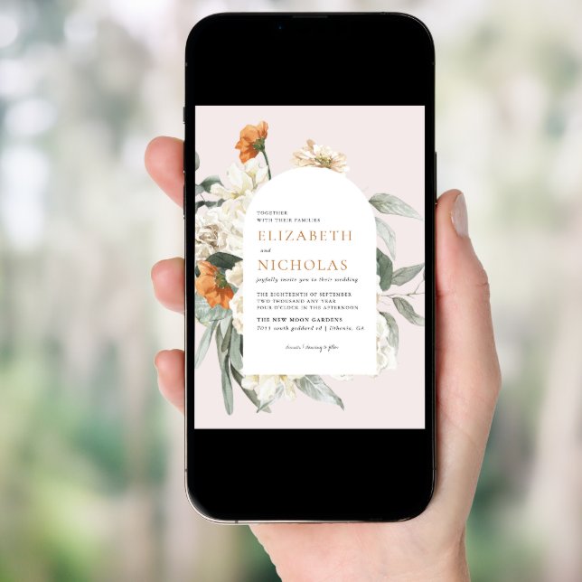 Boho Floral Greenery Botanical Wedding Invitation (Front Digital)