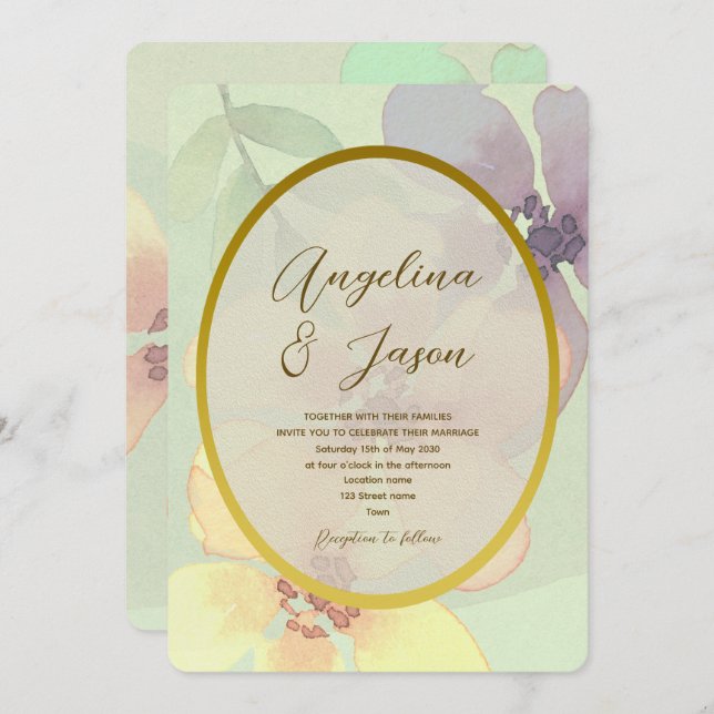 Boho Floral Greenery Botanical Wedding Invitation (Front/Back)
