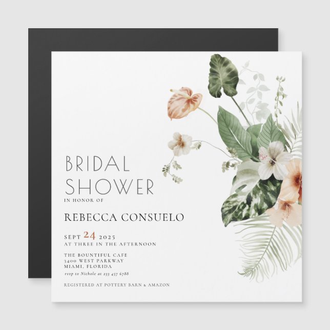Boho Floral Greenery Bridal Shower Magnetic Invite (Front/Back)