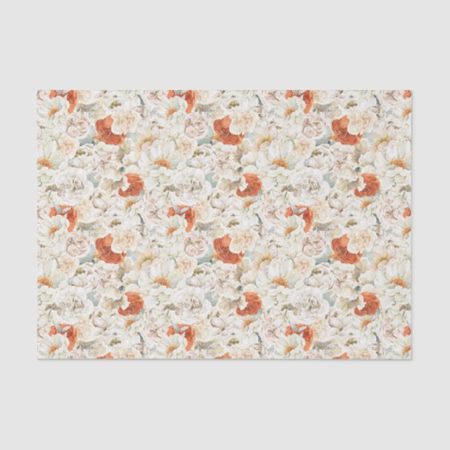 Boho Floral Greenery | Custom Printed Tissue Paper (Front)