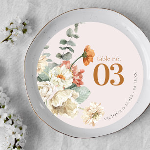 Boho Floral Greenery   Wedding Table Number