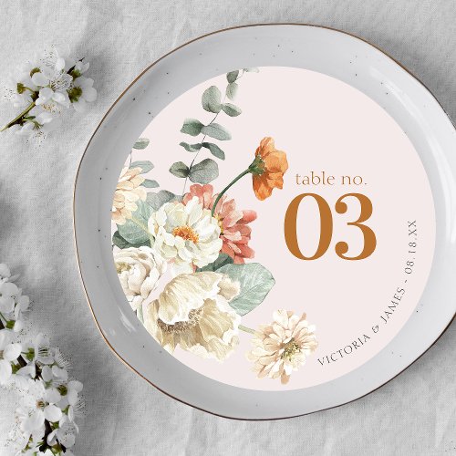 Boho Floral Greenery  Wedding Table Number