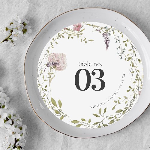 Boho Floral Greenery  Wedding Table Number