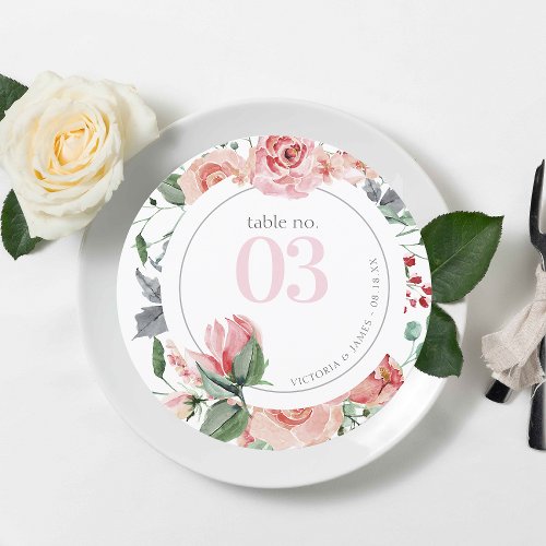 Boho Floral Greenery  Wedding Table Number