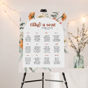 Boho Floral Greenery   Wedding Table Seating Foam Board