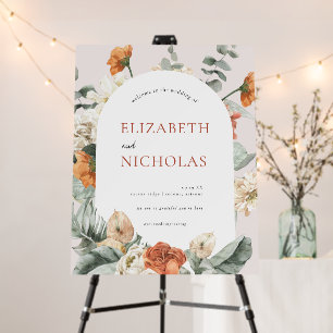 Boho Floral Greenery   Wedding Welcome Sign