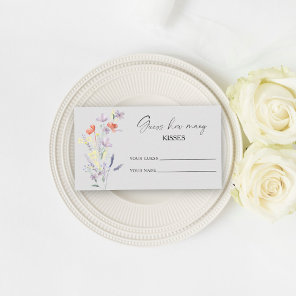 Boho Floral guess how many kisses bridal game Enclosure Card