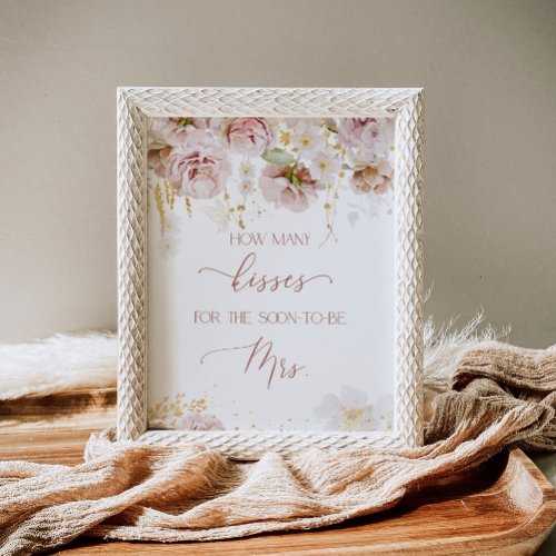 Boho floral guess how many kisses bridal shower poster