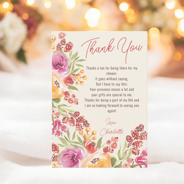 Boho Floral Hand-Painted Bridal Shower Thank You (Boho Floral Hand-Painted Bridal Shower Thank You)