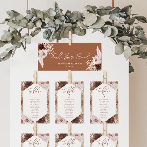 Boho Floral Hanging Seating Chart Welcome Header
