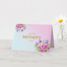 Boho Floral Happy Mothers Day Pink Purple Yellow