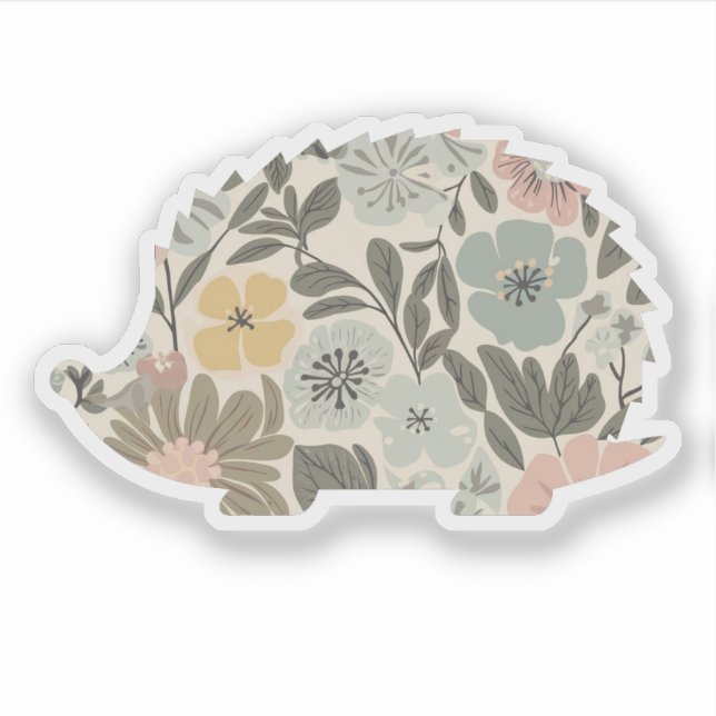 Boho Floral Hedgehog Sticker (Front)