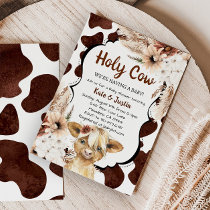 Boho Floral Highland Cow Baby Shower Invitation