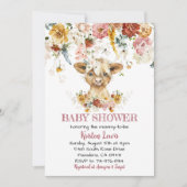 Boho Floral Highland Cow Baby Shower Invite (Front)