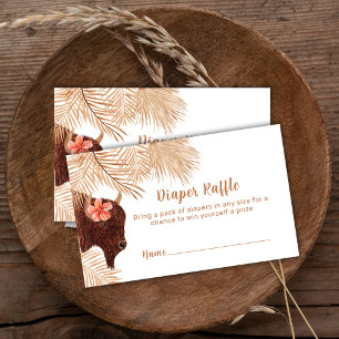 Boho Floral Holy Cow Diaper Raffle Baby Shower Enclosure Card
