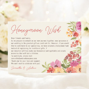 Boho Floral Honeymoon Fund Bridal Shower Enclosure Card