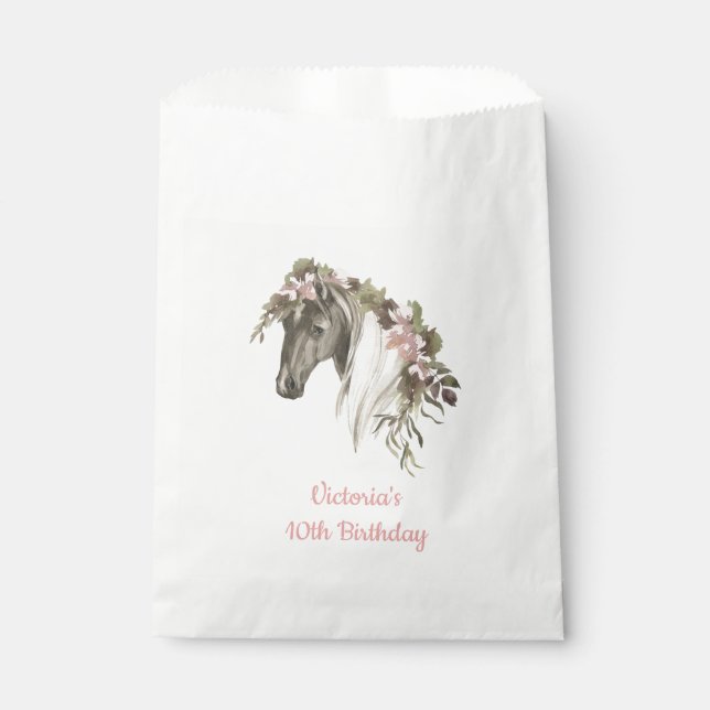 boho floral horse birthday party treat bag (Front)
