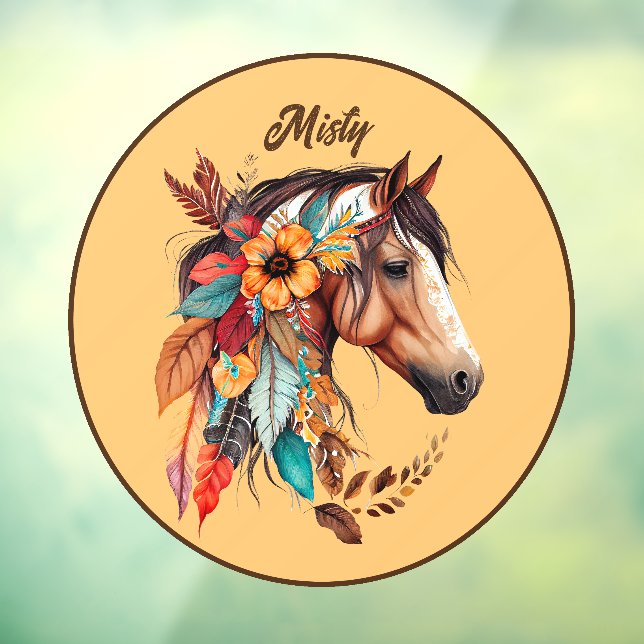Boho Floral Horse Personalized Window Cling (Sheet 3)