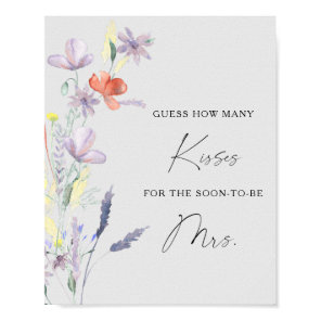 Boho Floral how many kisses bridal shower game Poster