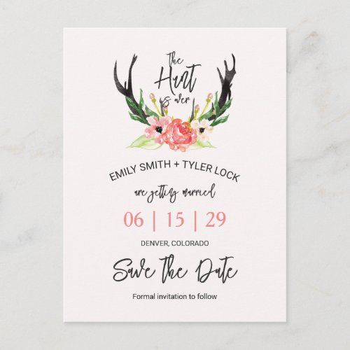 Boho Floral Hunt is Over Save The Date Announcement Postcard