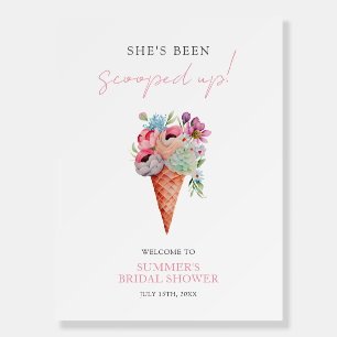 Boho Floral Ice Cream Bridal Shower Welcome Sign