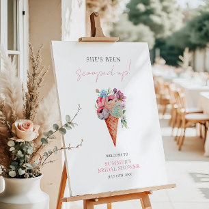 Boho Floral Ice Cream Bridal Shower Welcome Sign