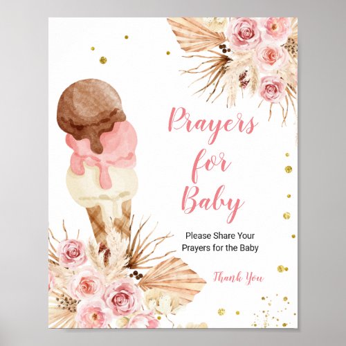 Boho Floral Ice Cream Prayers for Baby  Poster