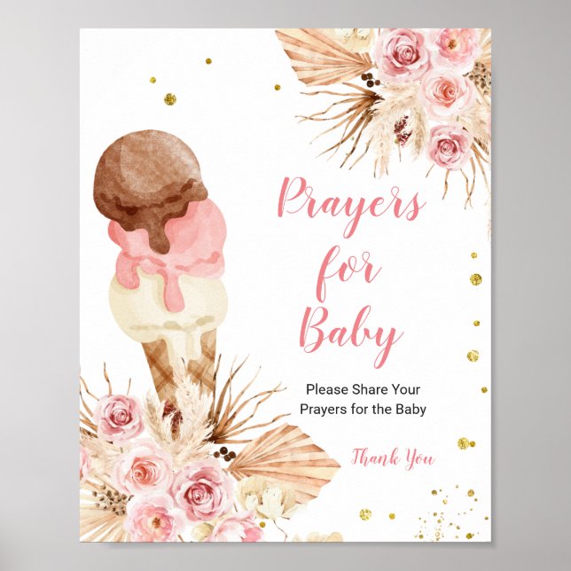 Boho Floral Ice Cream Prayers for Baby  Poster (Front)