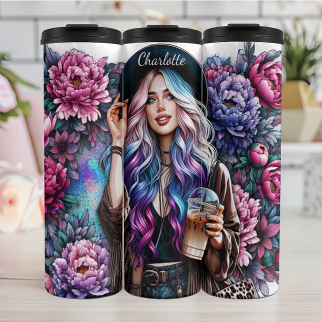 Boho Floral Iced Coffee Dream Thermal Tumbler (Creator Uploaded)
