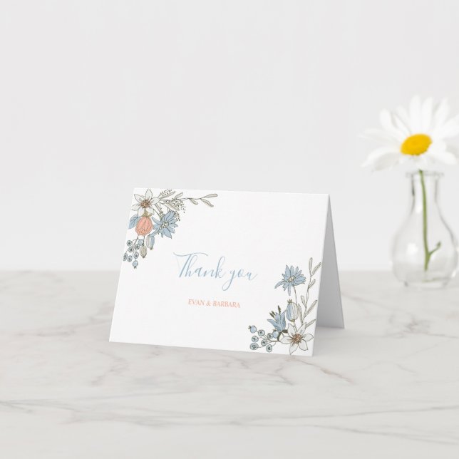 Boho Floral Illustration Thank you card (Small Plant)